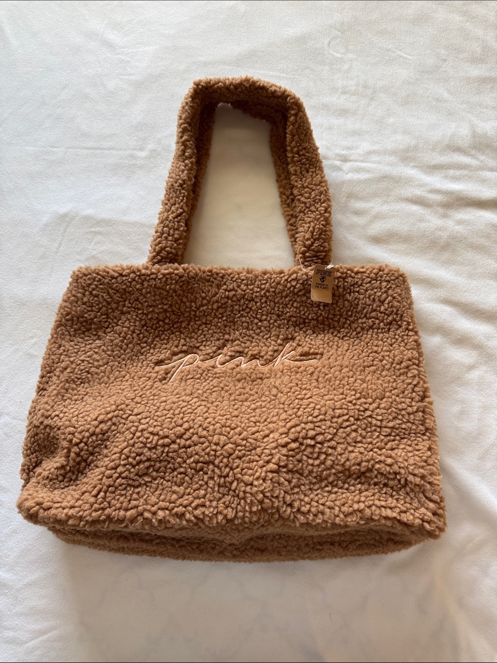 Pink Faux Sherpa tote bag
